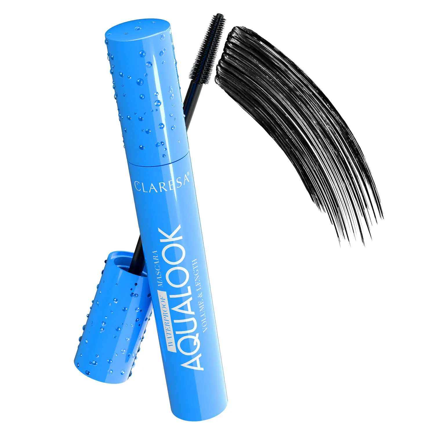 CLARESA Aqualook waterproof volume&length mascara black  Tusz do rzęs wodoodporny pogrubiająco-wydłużający, czarny, 8g